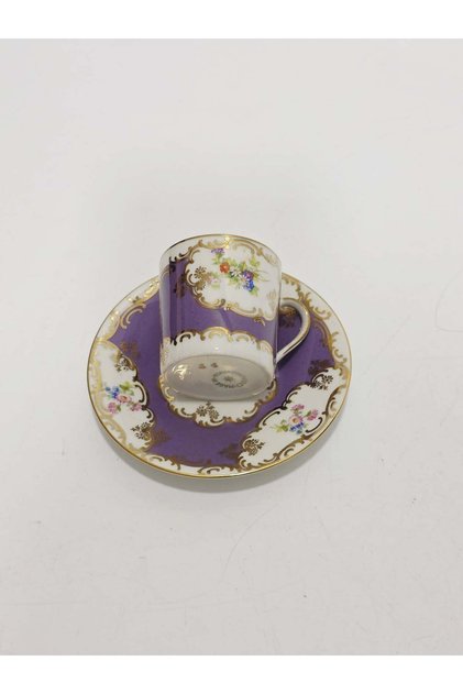 Floral Patterned Purple Porcelain Coffee Cup Set