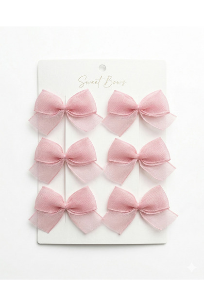 Multi-Colored 6-Piece Ribbon Bow Clip Buckle Set
