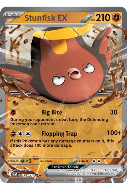 Ascended Heroes Stunfisk Ex 114/217 Single Card Collectible Original Card