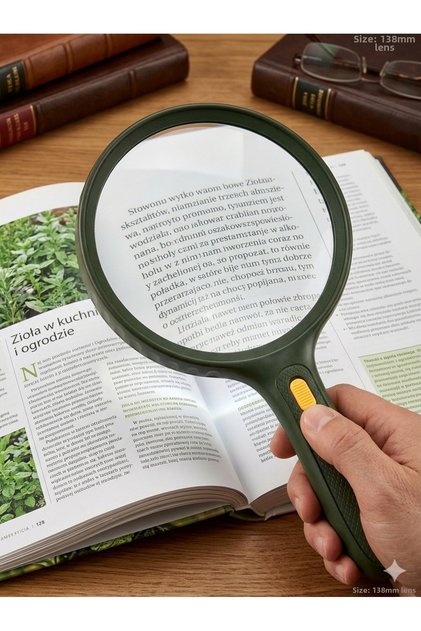 Mg-9986E Large Size Magnifying Glass with Led Light 1.8X 138 mm |   Handheld Reading Magnifier for the Elderly
