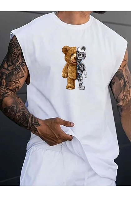 Robokit Baskılı Unisex Kolsuz Tişört