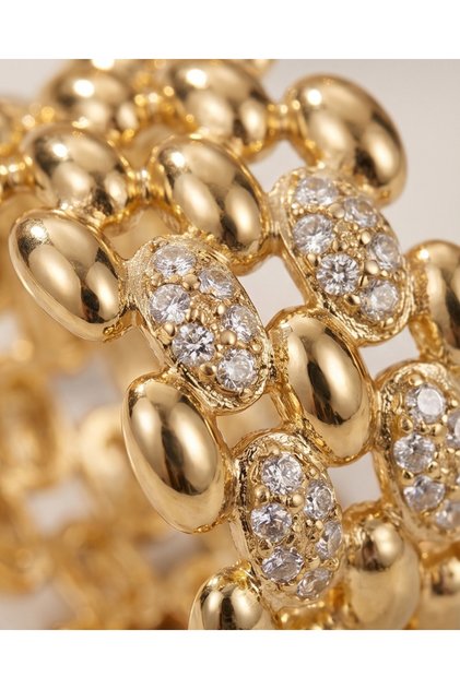 Gold Color Zircon Stone Chain Design Ring