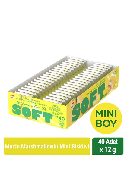 Soft Muzlu Marshmallowlu Mini Boy Bisküvi 12 gr x 40 Adet
