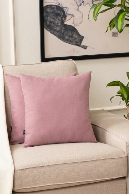 Powder Pink Single Linen Woven Throw Pillow Cover, Decorative Throw Pillow