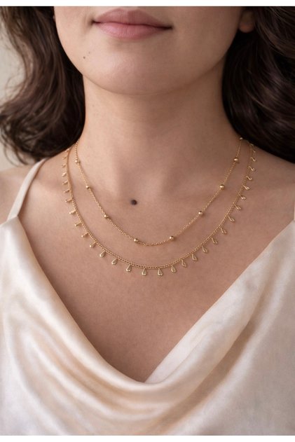 Steel Drop Bulk Two-Piece Necklace Does Not Tarnish.
