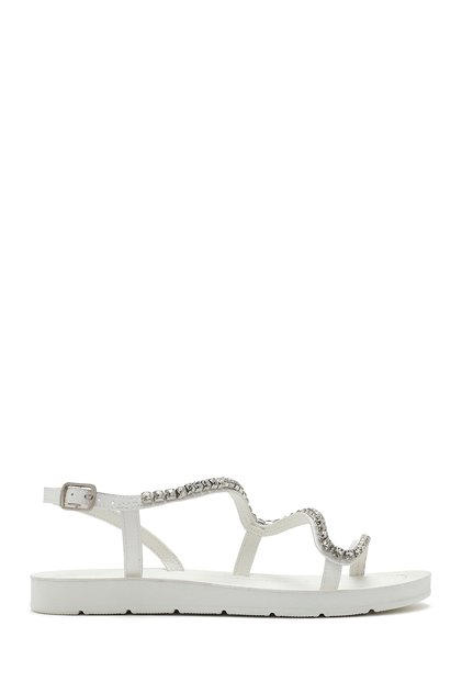 Women's White Stone Sandals 25Sfe464114