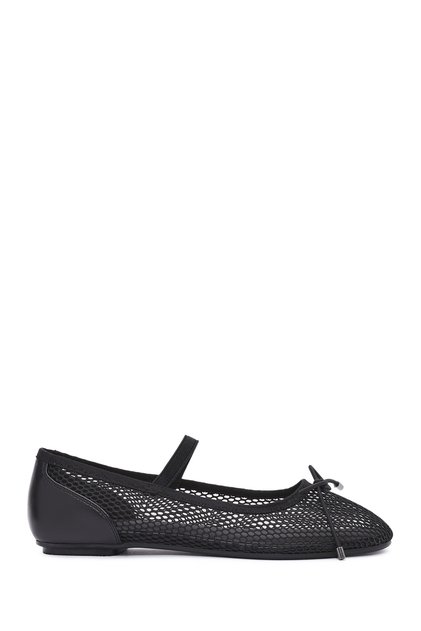 Women's Black Fabric Mesh Summer Ballerina Shoes 25Sfe40226F