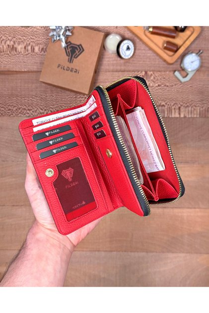 Genuine Leather Multi-Compartment Zippered Luxury Women's Wallet 2091