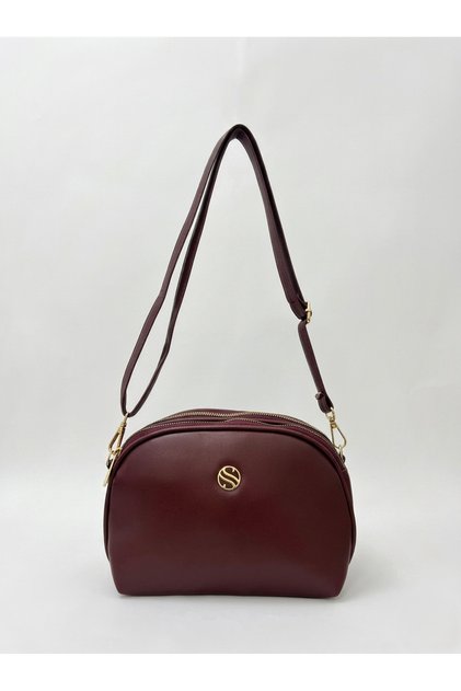 Women's Crossbody Bag with 3 Compartments, Double Metal Zipper, Gold Accessories, Shoulder Bag