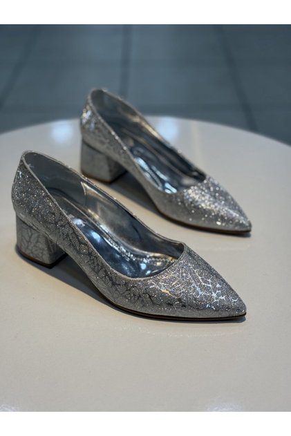 Serrace Short Heeled Glittery Women's Stylish Shoes