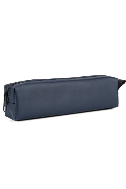 Artificial Leather Single Compartment Pencil Case Navy Blue – Pencil Holder with Internal Support and Zipper