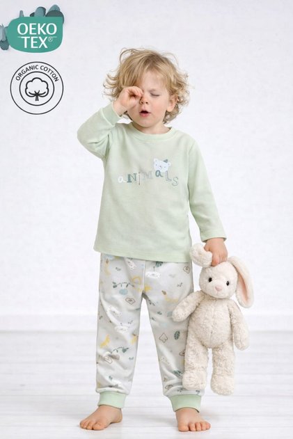 Oeko Tex Certified 70% Bamboo 30% Organic Cotton Long Sleeve Baby Pajama Set / Girls and Boys