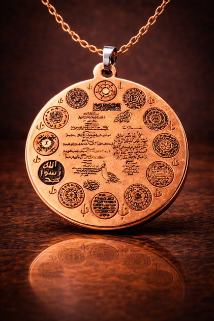 Nur Circle Protection Prayer Copper Medallion Necklace – Protection Prayer for Men and Women