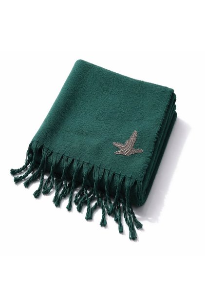Emerald Green Stone Scarf – Bird Detail