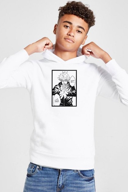 Jujutsu Kaisen Anime Satoru Gojo Lets Get A Little Crazy White Hanorac cu glugă 3ip pentru copii