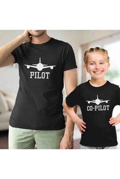 Father Son Daughter Pilot Co-Pilot T-Shirt (One Product Price Is to Make a Combination, Add 2 Pcs to the Cart)