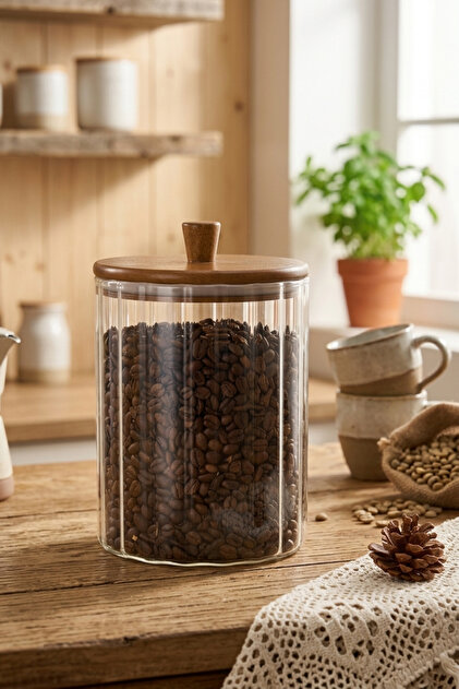 Glass Jar Valore Acacia Lid 2260 ml Bor-0119