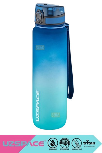 1000ml Büyük Boy Soft Touch Çift Renk Motivasyon Tritan Su Matarası