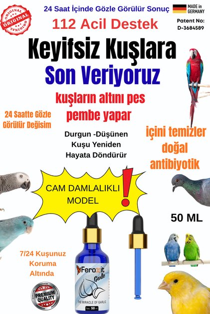 Pusuk -Kabaran -Durgun Kuşlarda Kısa Sürede Çözüm 125 ML KEYİFSİZ KUŞLARA ÇÖZÜM