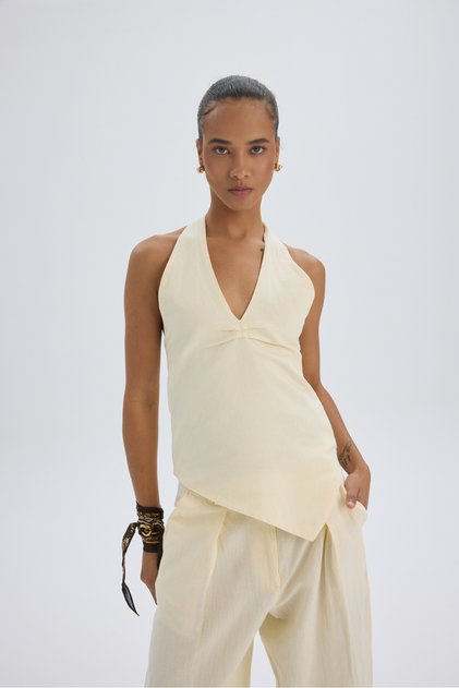 Onagho Halter Neck Yellow Crop