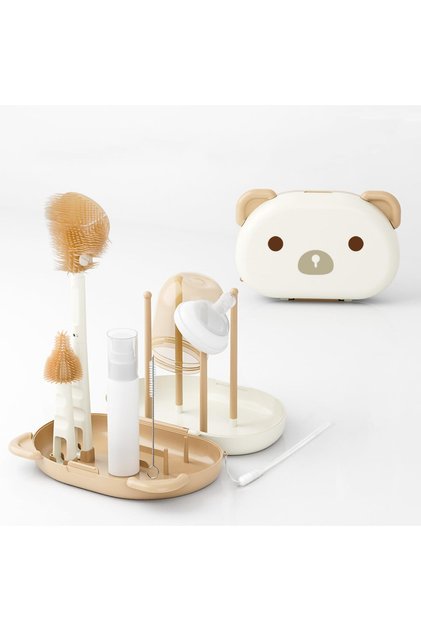 6-in-1 Baby Bottle Cleaning Kit,Silicone Brush,Nipple & Straw Cleaner,Drying Rack