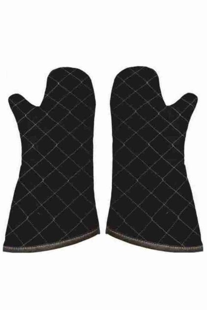 Large Size Black Fireproof Oven Mitts 1 Pair