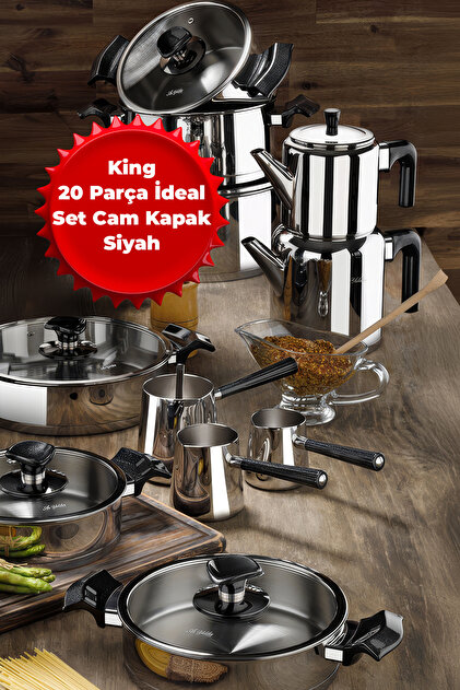 Aryıldız King 20 Parça Ideal Set Cam Kapak Siyah - Fiyatı, Yorumları