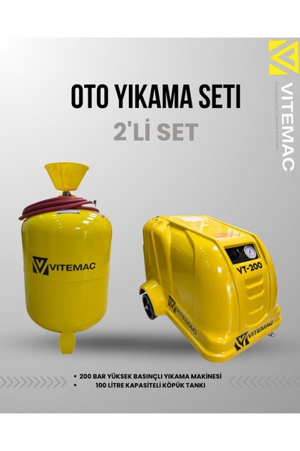 OTO YIKAMA SETİ 2 Lİ SET 200 BAR YIKAMA VE 100 LİTRE KÖPÜK TANKI