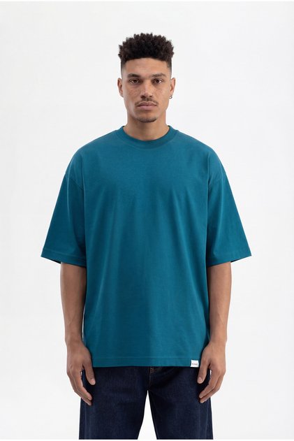Men's Basic Cotton Super Oversize T-Shirt Dark Petrol