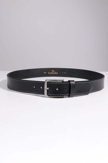 Men's 100% Genuine Leather 4 cm Sports Black Belt