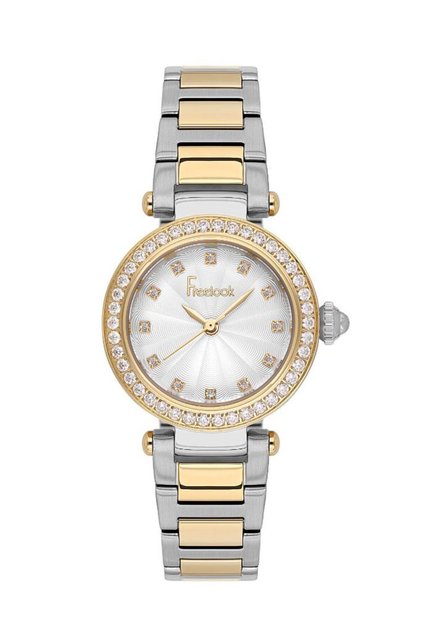 Fl.4.10005-2 Stoned Design Steel Case Steel Band Metallic-Gold Color Women's Wristwatch