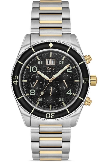 Rms Zeitmeister Rms.1.Ag1552.04 Functions Active Crystal Glass with Calendar Metallic-Gold Color Men's Wristwatch