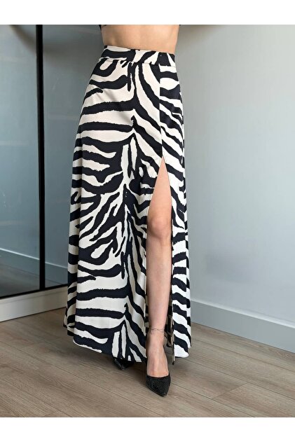 Zebra Desen Saten Etek