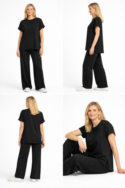Women's Palazzo Suit with Side Slits – Comfortable Elegance