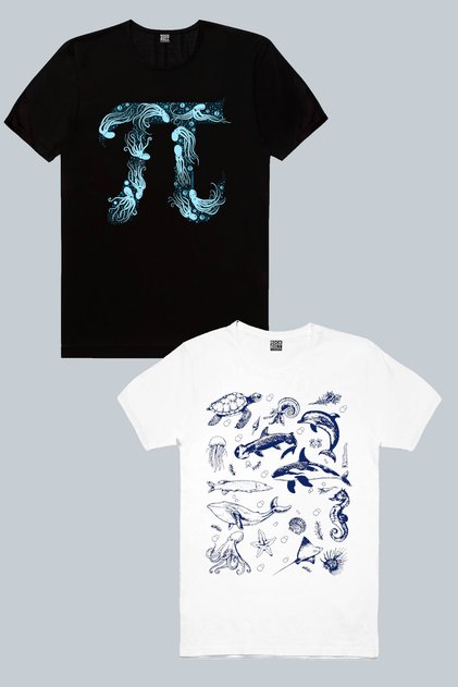 Life in the Sea, Deep Pi 2-Pack Men's T-Shirt Eco Package