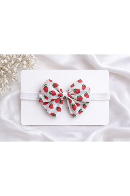 Baby Girl Strawberry Patterned Bow Bandana Headband