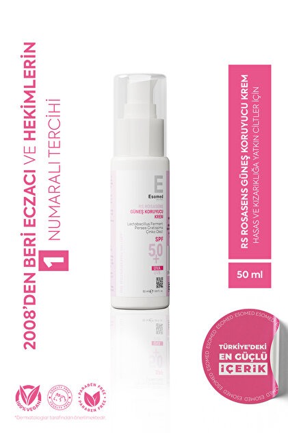 RS Rosasens Güneş Kremi SPF 50+ Güneş Koruyucu Krem Hassas Ciltler İçin Yoğun Koruma & Nem Desteği