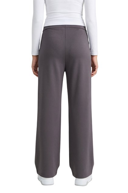 Anthracite High Waist Lycra Straight Cut Women's Palazzo Trousers with Pockets