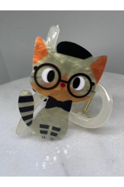 Kedi Figürlü Kadın MANDAL SAÇ TOKASI 8 CM
