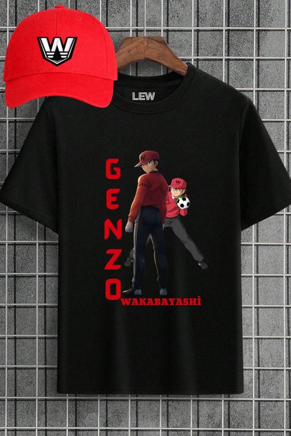Genzo Wakabayashi Character Special Design Premium Printed Breathable 100% Cotton T-Shirt Hat Set
