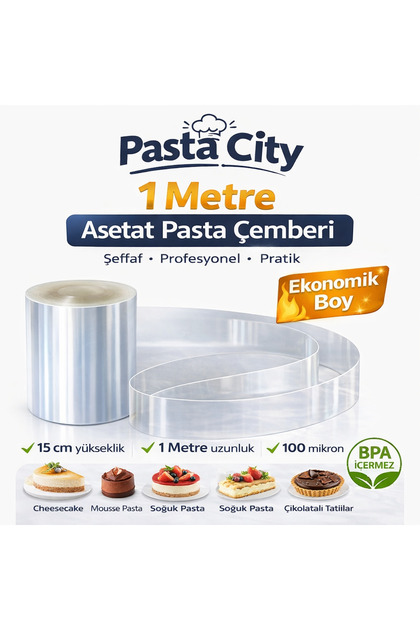 By Paster Pasta City 1 Metre Asetat Pasta Çemberi 15 cm Şeffaf