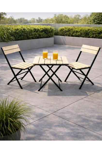 Balkon Bahçe Mutfak 3’lü Bistro Set 2 Sandalye 1 Masa