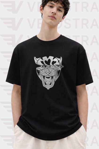 Unisex Panther Printed Special Design Oversize Comfortable Daily Use Combed Cotton T-Shirt