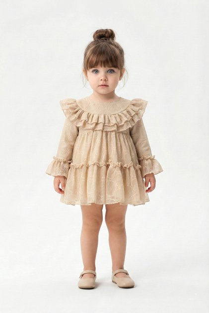 Baby Girl Dress Girls' Dress Birthday Party Wedding Special Occasion Long Sleeve Lined Dress
