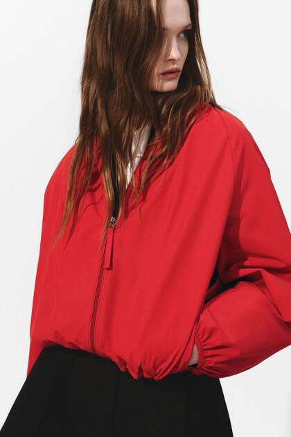 Gathered bomber jacket