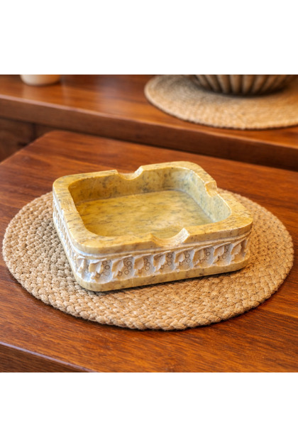 Sahra Handcrafted Marble Ash Tray | Luxury Gift, 10 cm × 10 cm | Luxury Home Decor UAE