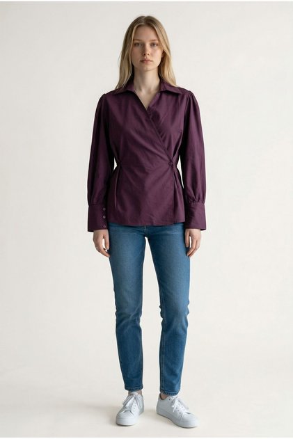 Kruvaze Cut Long Sleeve Women's Shirt