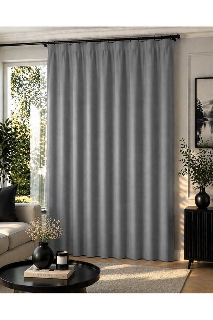 Luxury 1St Class Elegance Gray Blackout Blackout Background Curtain
