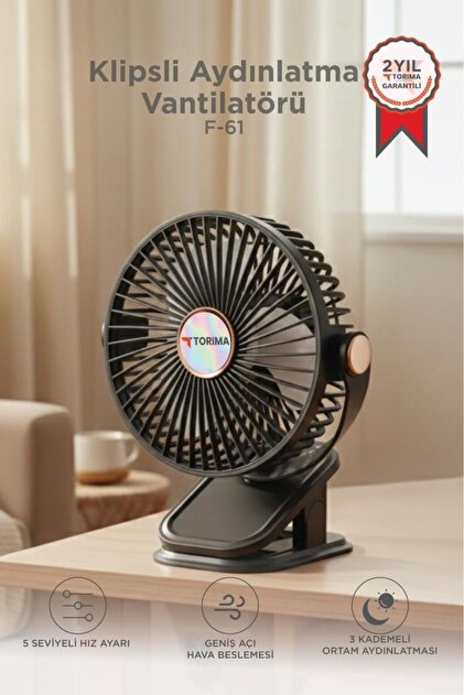 JANTJE＿ONTEMBAARミラー付きPortable fan Torima Şarjlı Masaüstü Vantilatör Mandallı Klipsli 800 Mah Işıklı