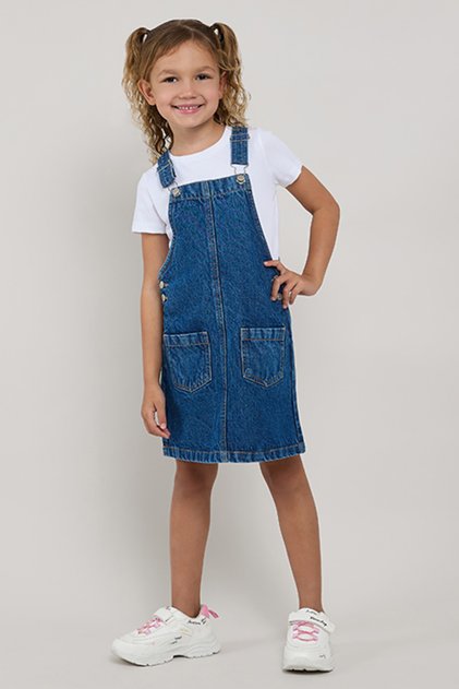 Solid T-Shirt with Dungaree Dress